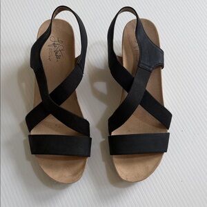 Life stride Women’s Black Slingback Wedge